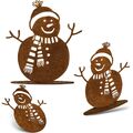 Schneemann Figur Winterdeko Gartendeko Dekofigur in Rost aus Dekoration Metall 