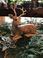 Hirsch Rentier Dekofigur Rehbock Wild Herbst Weihnachtsdeko weiß 12 cm geeist