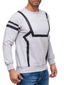 RUSTY NEAL Herren Pullover Sweatshirt mit Kontraststreifen R-19045 Grau/Schwarz