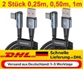 USB A auf USB C  Kurz 50cm,1m,2m USB C Kabel 90 Grad Winkel Schnellladekabel 60W
