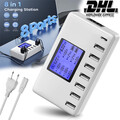 8 Fach USB Schnellladestation Hub Mehrfach LCD Multi USB Port Ladegerät Adapter