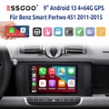 4G+64G Carplay Android 13 Autoradio Für Smart Fortwo 451 2011-2015 GPS Navi WIFI