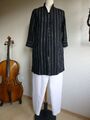 Christian Berg, leinen Longbluse, gr. 38/40, Schwarz/Weiss, Maße!