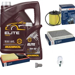 BOSCH Inspektionspaket 6L MANNOL ELITE 5W-40 für VW Polo 6R1.4 9N1.6 16V