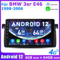 4+64G Android 12 Autoradio Carplay Für BMW 3er E46 M3 GPS Navi BT 4G WIFI DAB+