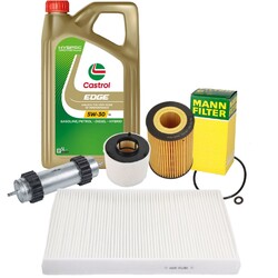 MANN-FILTER Inspektionspaket 5L CASTROL EDGE 5W30 LL Öl für Audi A4 B9 2.0 TDI