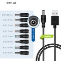 8in1 Universal Stromkabel USB zu DC 5,5 * 2,1mm 6,4 *4,4mm Klinke 5V Ladekabel
