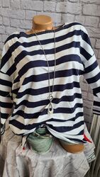 Sheego Shirt Longshirt Tunika weiß blau gestreift 778 (0 914) Übergröße NEU