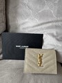 YSL Yves Saint Laurent, Geldbeutel, Geldbörse, Portmonee, beige, mini, Leder