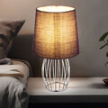 Nachttischleuchte Tischlampe Schlafzimmerleuchte Metallgitter chrom Textil lila
