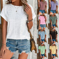 Damen Sommer-Tunika-Bluse Aus Leinen-Baumwolle Kurzärmelige T-Shirts ≌