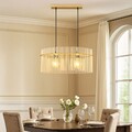 Pendelleuchte Hängelampe Esszimmerleuchte 2x LED gold Metall Glasstäbe opal