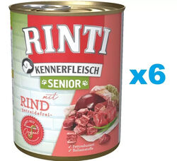 6x400 g RINTI Kennerfleisch getreidefrei Senior mit Rindfleisch für ältere Hunde