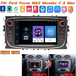 Android 14 Autoradio GPS Navi WIFI Für Ford Focus MK2 Mondeo Mk4 S-Max C-Max RDS