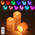 3er Set RGB Kerze Kerzen mit Timer Fernbedienung für Innen- und Außenbeleuchtung