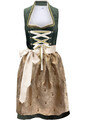2-tlg Dirndl mit Stehkragen Gr. 36 bis 52 Khaki Wiesn-Fest-Trachten-Kleid Neu
