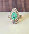 Art Deco Ring Smaragd Diamanten Gold 750 Antik 18k Edwardian