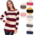 Damen Winter Pullover Strick Pulli Sweater Sweatshirt Longshirt Bluse Unifarben,