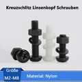 M2 M3-M8 Nylon Kreuzschlitz Linsenkopf Schrauben Mit Mutter Unterlegscheibe