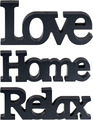 Levandeo Love Home Relax Schriftzug Schwarz MDF Buchstaben Holz Deko Aufsteller 