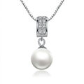Damen Halskette aus 925 Silber mit Perlenanhänger Zirkonia Anhänger Perle