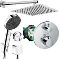 Unterputz Duschsystem mit Kopfbrause, iBox, Hansgrohe Ecostat S Thermostat Set