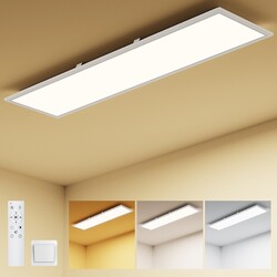 LED Panel Deckenleuchte 100×25cm Dimmbar RGB+CCT Bürolampe mit Fernbedienung