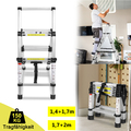 Teleskopleiter Klappleiter 1.4+1.7m/1.7+2m A-Frame Leiter Stehleiter bis 150kg
