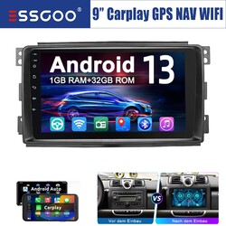 32G Android 13 Autoradio Carplay Für Smart Fortwo 451 2005-2010 GPS Nav RDS USB