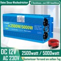 2500W 5000W Reiner Sinus Spannungswandler 12V zu 230V Wechselrichter USB Campen
