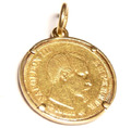 Anhänger Münze Marengo 10 Franchi 1856 IN Gold 22K Rahmen Gold 18K Vintage '50