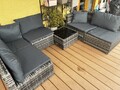 4-tlg. Garten-Lounge-Set mit Kissen Poly Rattan Grau