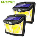 2 Stk 128 LED Außen Solarleuchte mit Bewegungsmelder Solarlampe Warmweiß Fluter