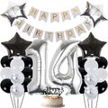 Luftballon 14. Geburtstag Party Deko Set - Happy Birthday Girlande Konfetti L...