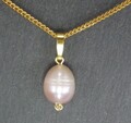 Süßwasserperle rosa Anhänger (Perle 8x9,5mm) Massiv 333 gelb Gold 8 Karat. (05