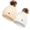 Damen Mütze Winter mit Bommel Wintermütze Bommelmütze Strickmütze Beanie Warm