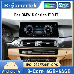 12.3" 8-Kern 64GB CarPlay Android 14 Autoradio GPS Navi Für BMW 5er F10 F11 NBT
