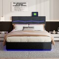 Polsterbett 140x200cm Doppelbett Stauraum Bett Bettrahmen mit LED / Lattenrost /