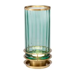 Tischlampe Tischleuchte LED Beistelllampe Nachttischlampe Messing Glas H 36,4 cm