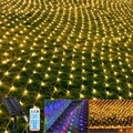 LED Lichternetz Solar Lichterkette Netz Lichtervorhang Fenster Außen Weihnachten