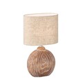 Tischleuchte Nachttischlampe Beistellleuchte E14 Keramik Holzoptik Textil sand