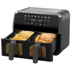 8L Heißluftfritteuse Fritteusen Fritteuse Doppel Airfryer 2x4L mit Sichtfenster