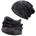 Herren Damen Winter Warm Beanie Mütze und Loop Schal Set Wintermütze Strickmütze