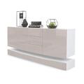 Sideboard Anrichte Kommode Schrank City in Weiß - Hochglanz & Naturtöne