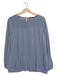 TOM TAILOR Bluse Langarm Punkte Blau Gr. 40 Damen Viskose Casual