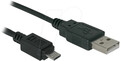 USB 2.0 Kabel, A Stecker auf Micro B Stecker, 1,0 m schwarz Neu / Ovp