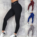 Damen Leggins Leggings lang hoher Bund Slim Fit Jogginghose Sport Yoga Fitness