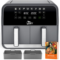 Heißluftfritteuse XXL Airfryer Fritteusen Heißluft Ofen Friteuse Backofen 5 10L✅E-Rezeptheft✅7~15 Programme✅LED-Touchscreen✅Zubehör