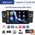 DAB+ 64GB Carplay Autoradio Android 14 GPS NAVI KAM Für Fiat Linea Grande Punto