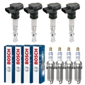 4x NTY Zündspule +4x BOSCH Zündkerze Doppelplatin für Honda Civic VII Hatchback